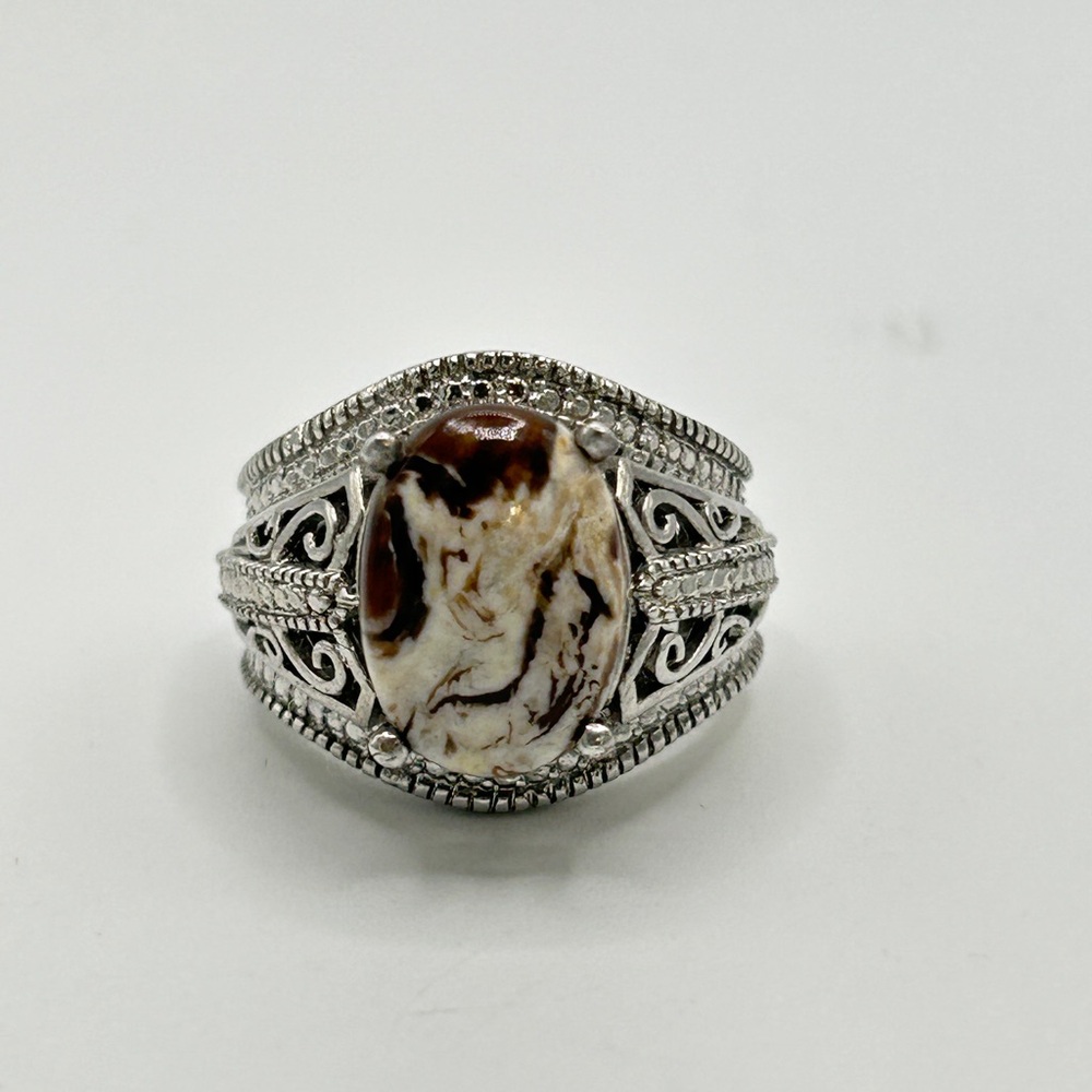 Peanut Wood Jasper Ring; Size 7; PtB